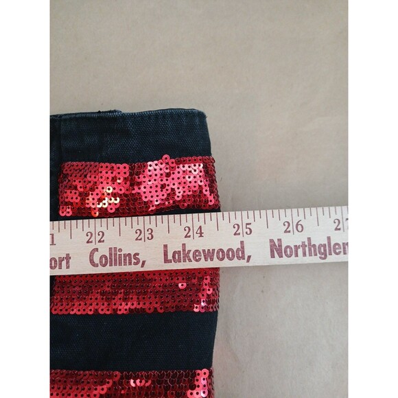Victoria's Secret Women's Canvas Tote Bag Black With Red Sequins Lips - Picture 3 of 6